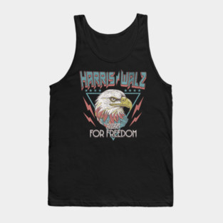 Harris Walz 2024 Vintage Eagle for Freedom Retro 80s 90s Kamala Harris 2024 Dark Tank Top