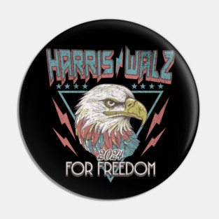 Harris Walz 2024 Vintage Eagle for Freedom Retro 80s 90s Kamala Harris 2024 Dark Pin