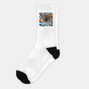 Game over back to school, Dive into the School Supplies Vortex -  Back to School Art, School Supplies Vortex, Back to School - Vortex Edition, Abstract Optical Style, Surreal Back to School. Socks