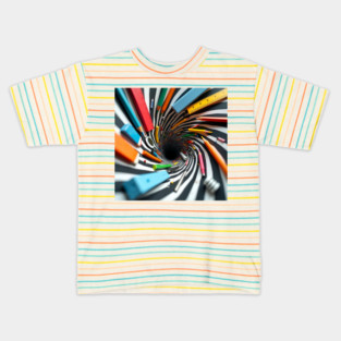 Game over back to school, Dive into the School Supplies Vortex -  Back to School Art, School Supplies Vortex, Back to School - Vortex Edition, Abstract Optical Style, Surreal Back to School. Kids T-Shirt