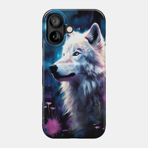 White Wolf in Fantasy Forest in Pinks and Purples|For Women and Girls Phone Case by BirdsnStuff