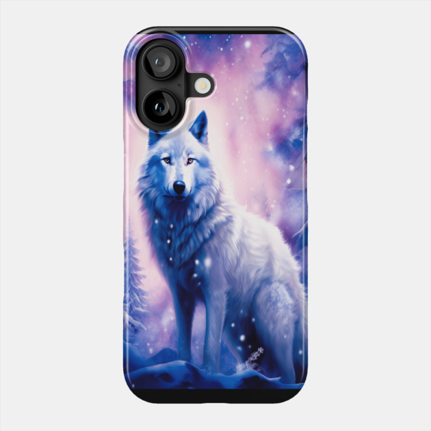 White Wolf in Fantasy Forest in Pinks and Purples|For Women and Girls Phone Case by BirdsnStuff