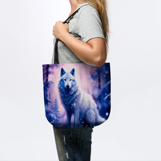 White Wolf in Fantasy Forest in Pinks and Purples|For Women and Girls by BirdsnStuff