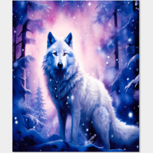 White Wolf in Fantasy Forest in Pinks and Purples|For Women and Girls Posters and Art