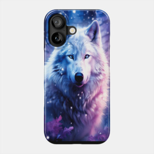 White Wolf in Fantasy Forest in Pinks and Purples|For Women and Girls Phone Case