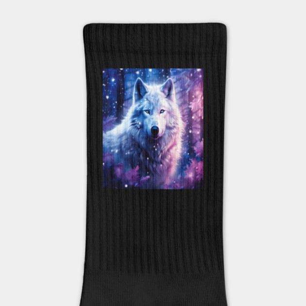 White Wolf in Fantasy Forest in Pinks and Purples|For Women and Girls by BirdsnStuff