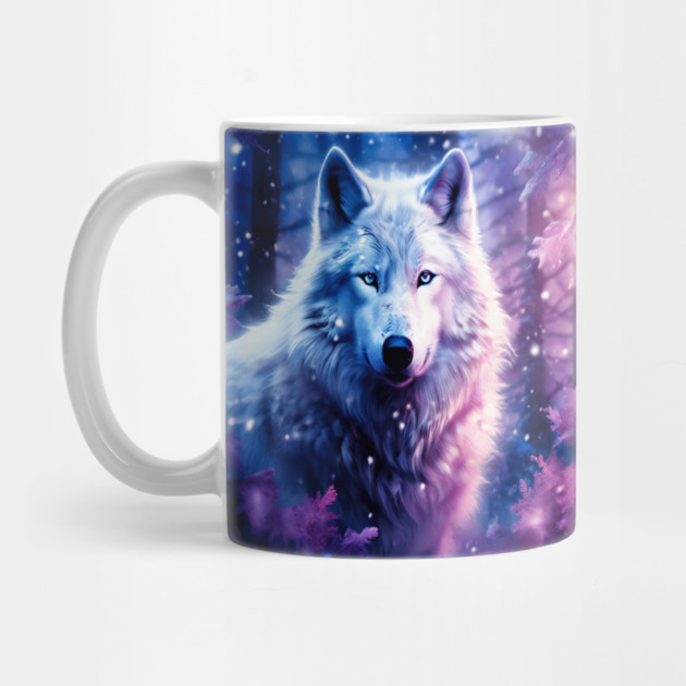 White Wolf in Fantasy Forest in Pinks and Purples|For Women and Girls by BirdsnStuff