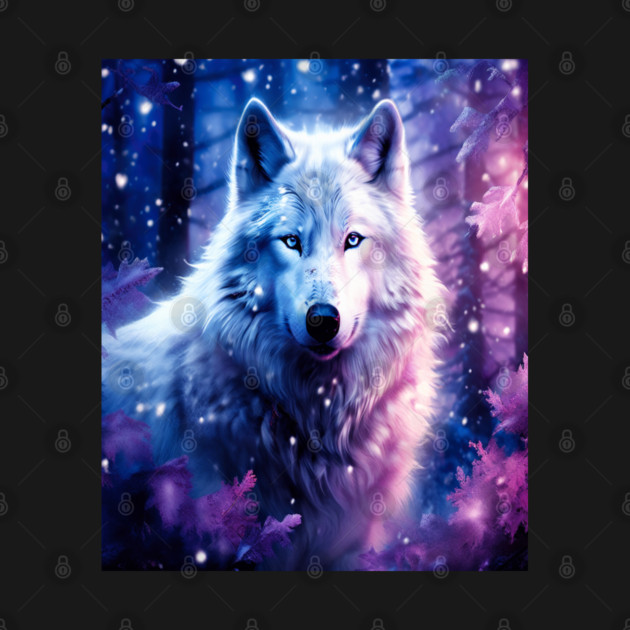 White Wolf in Fantasy Forest in Pinks and Purples|For Women and Girls by BirdsnStuff