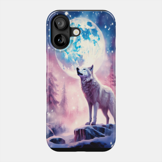 White Wolf in Fantasy Forest in Pinks and Purples|For Women and Girls Phone Case by BirdsnStuff