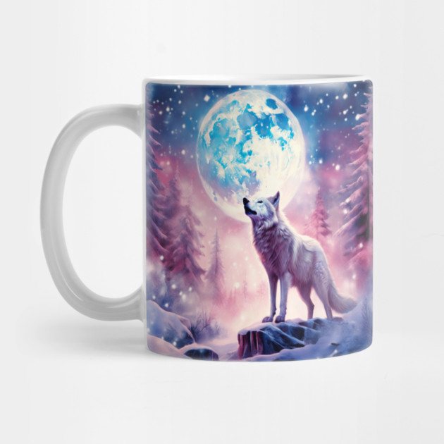 White Wolf in Fantasy Forest in Pinks and Purples|For Women and Girls by BirdsnStuff