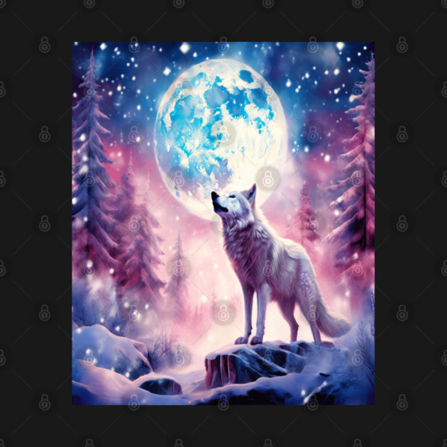 White Wolf in Fantasy Forest in Pinks and Purples|For Women and Girls by BirdsnStuff