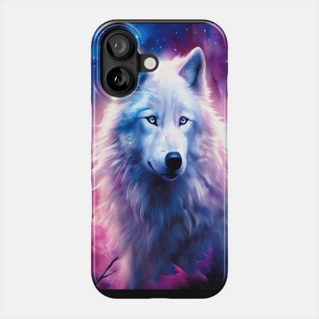 White Wolf in Fantasy Forest in Pinks and Purples|For Women and Girls Phone Case by BirdsnStuff