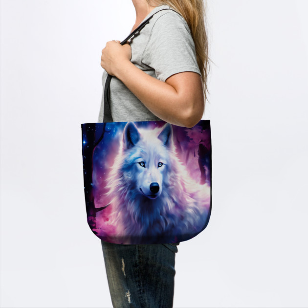 White Wolf in Fantasy Forest in Pinks and Purples|For Women and Girls by BirdsnStuff