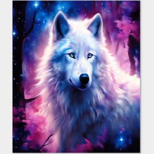 White Wolf in Fantasy Forest in Pinks and Purples|For Women and Girls Posters and Art