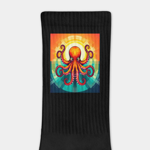 Octopus Vibrant Geometric Deco Style by BirdsnStuff