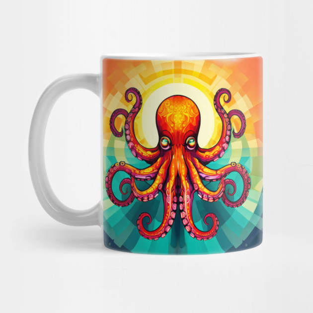 Octopus Vibrant Geometric Deco Style by BirdsnStuff