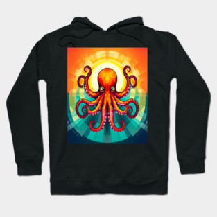 Octopus Vibrant Geometric Deco Style Hoodie