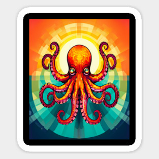 Octopus Vibrant Geometric Deco Style Sticker
