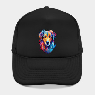 Cute Watercolor Art of Dog Face Vibrant Hat