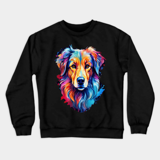 Cute Watercolor Art of Dog Face Vibrant Crewneck Sweatshirt by BirdsnStuff