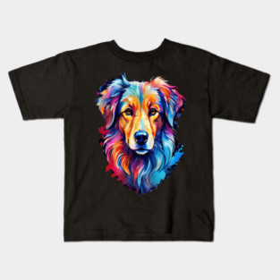 Cute Watercolor Art of Dog Face Vibrant Kids T-Shirt