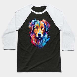 Cute Watercolor Art of Dog Face Vibrant Baseball T-Shirt