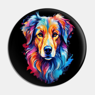 Cute Watercolor Art of Dog Face Vibrant Pin