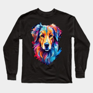 Cute Watercolor Art of Dog Face Vibrant Long Sleeve T-Shirt