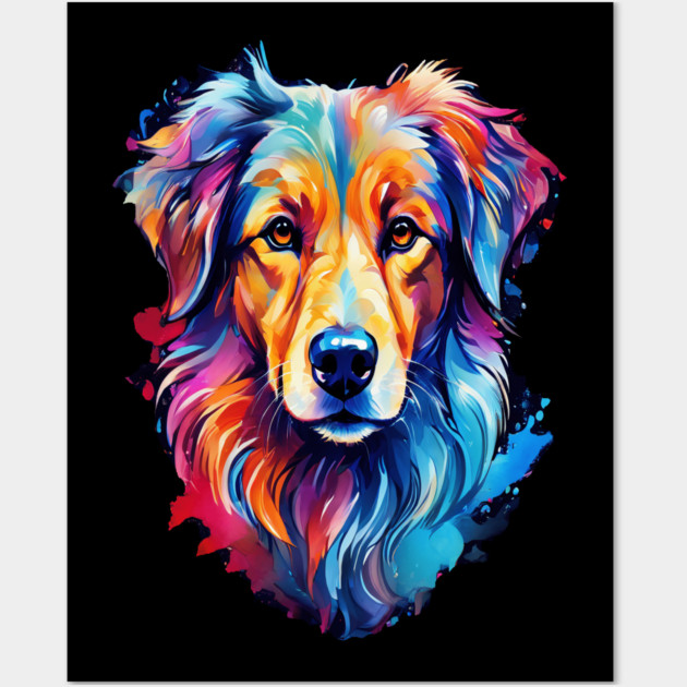 Cute Watercolor Art of Dog Face Vibrant Wall Art by BirdsnStuff