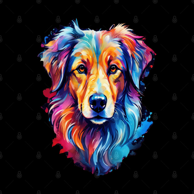 Cute Watercolor Art of Dog Face Vibrant by BirdsnStuff