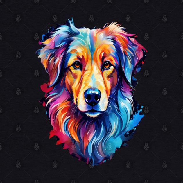 Cute Watercolor Art of Dog Face Vibrant by BirdsnStuff