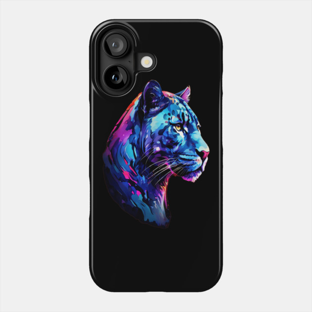Panther Cat in Watercolor Style Art Phone Case by BirdsnStuff