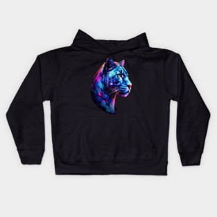 Panther Cat in Watercolor Style Art Kids Hoodie