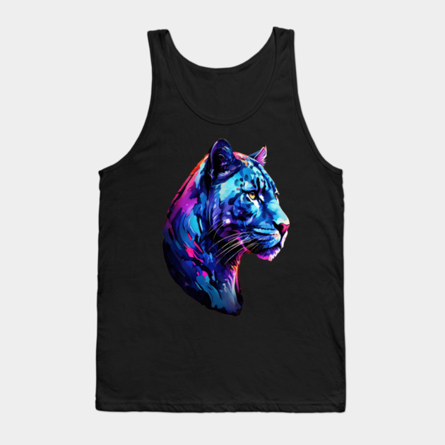 Panther Cat in Watercolor Style Art Tank Top by BirdsnStuff