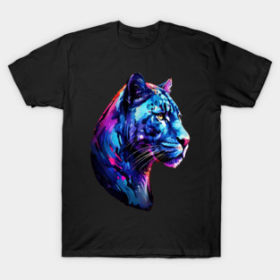 Panther Cat in Watercolor Style Art T-Shirt