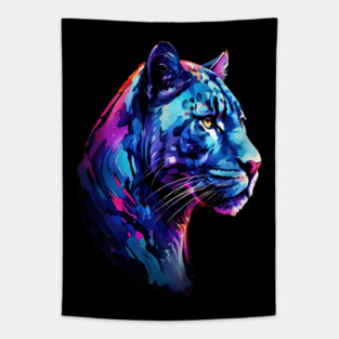 Panther Cat in Watercolor Style Art Tapestry