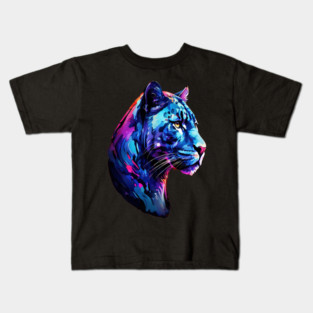Panther Cat in Watercolor Style Art Kids T-Shirt