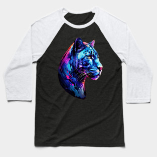 Panther Cat in Watercolor Style Art Baseball T-Shirt