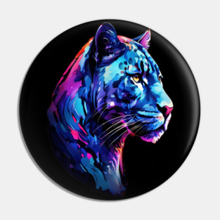 Panther Cat in Watercolor Style Art Pin