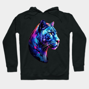 Panther Cat in Watercolor Style Art Hoodie