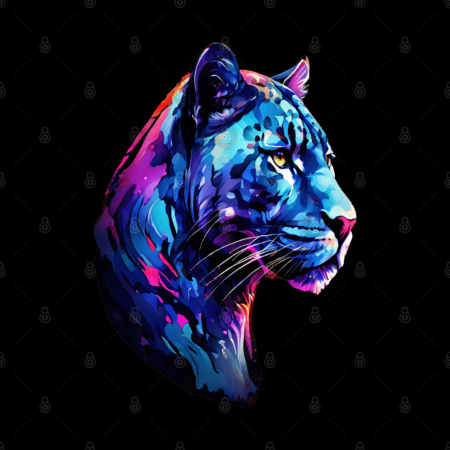 Panther Cat in Watercolor Style Art by BirdsnStuff