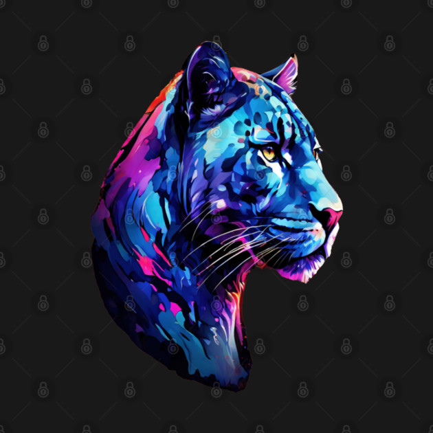 Panther Cat in Watercolor Style Art by BirdsnStuff