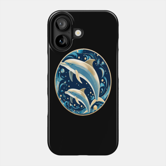 Dolphins in Art Deco Style Phone Case by BirdsnStuff