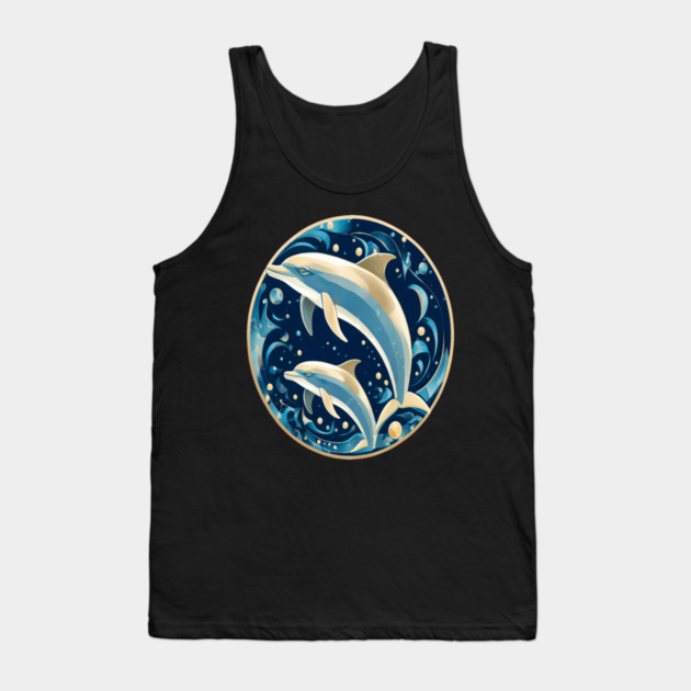 Dolphins in Art Deco Style Tank Top by BirdsnStuff