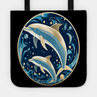 Dolphins in Art Deco Style Tote