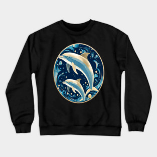 Dolphins in Art Deco Style Crewneck Sweatshirt