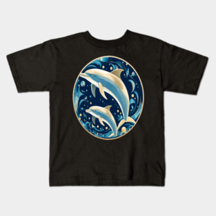 Dolphins in Art Deco Style Kids T-Shirt