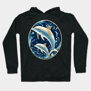Dolphins in Art Deco Style Hoodie