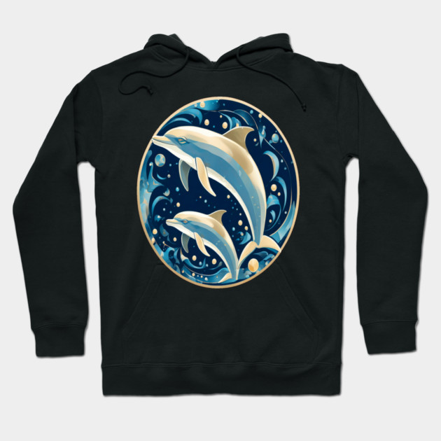 Dolphins in Art Deco Style Hoodie by BirdsnStuff