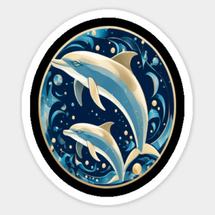 Dolphins in Art Deco Style Sticker
